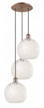 Innovations Lighting 113B-3P-AC-G1216-10WM - White Mouchette - 3 Light - 17 inch - Antique Copper - Cord Hung - Multi Pendant