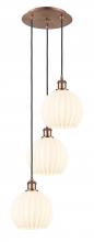 Innovations Lighting 113B-3P-AC-G1217-8WV - White Venetian - 3 Light - 15 inch - Antique Copper - Cord Hung - Multi Pendant