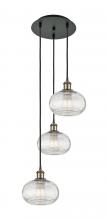 Innovations Lighting 113B-3P-BAB-G555-8CL - Ithaca - 3 Light - 15 inch - Black Antique Brass - Cord Hung - Multi Pendant