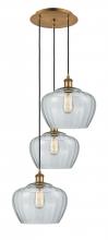 Innovations Lighting 113B-3P-BB-G92-L - Fenton - 3 Light - 18 inch - Brushed Brass - Cord Hung - Multi Pendant