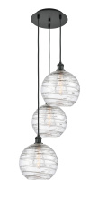 Innovations Lighting 113B-3P-BK-G1213-10CL - Athens Deco Swirl - 3 Light - 17 inch - Matte Black - Cord Hung - Multi Pendant