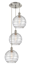 Innovations Lighting 113B-3P-SN-G1213-10CL - Athens Deco Swirl - 3 Light - 17 inch - Brushed Satin Nickel - Cord Hung - Multi Pendant