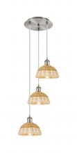 Innovations Lighting 113B-3P-SN-NBD2-75-NAT - Bristol Natural II - 3 Light - 14 inch - Brushed Satin Nickel - Cord Hung - Multi Pendant