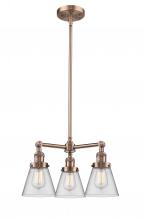 Innovations Lighting 207-AC-G62-LED - Cone - 3 Light - 19 inch - Antique Copper - Stem Hung - Chandelier