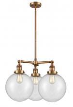 Innovations Lighting 207-BB-G204-10 - Beacon - 3 Light - 24 inch - Brushed Brass - Stem Hung - Chandelier