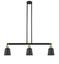 Innovations Lighting 213-BAB-M9-BK - Addison - 3 Light - 38 inch - Black Antique Brass - Stem Hung - Adjustable Island Light