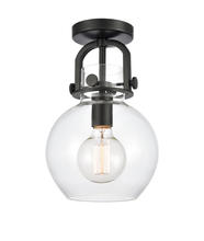 Innovations Lighting 410-1F-BK-8CL - Newton Sphere - 1 Light - 8 inch - Matte Black - Flush Mount