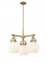 Innovations Lighting 410-3CR-BB-G410-7WH - Newton Sphere - 3 Light - 21 inch - Brushed Brass - Pendant