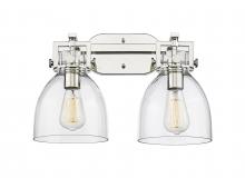 Innovations Lighting 411-2W-PN-G412-7CL - Newton Bell - 2 Light - 17 inch - Polished Nickel - Bath Vanity Light