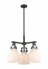 Innovations Lighting 411-3CR-BK-G412-7WH - Newton Bell - 3 Light - 21 inch - Matte Black - Pendant