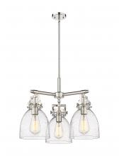 Innovations Lighting 411-3CR-PN-G412-7SDY - Newton Bell - 3 Light - 21 inch - Polished Nickel - Pendant