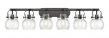 Innovations Lighting 423-6W-BK-G410-6SDY - Pilaster II Sphere - 6 Light - 46 inch - Matte Black - Bath Vanity Light