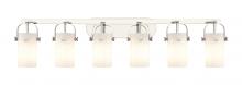 Innovations Lighting 423-6W-PN-G423-7WH - Pilaster II Cylinder - 6 Light - 44 inch - Polished Nickel - Bath Vanity Light