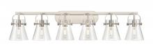 Innovations Lighting 423-6W-SN-G411-6CL - Pilaster II Cone - 6 Light - 46 inch - Satin Nickel - Bath Vanity Light