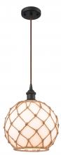 Innovations Lighting 516-1P-OB-G121-10RB - Farmhouse Rope - 1 Light - 10 inch - Oil Rubbed Bronze - Cord hung - Mini Pendant