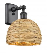 Innovations Lighting 516-1W-BK-RBD-8-NAT - Woven Rattan - 1 Light - 8 inch - Matte Black - Sconce