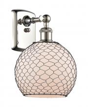  516-1W-PN-G121-8CBK - Farmhouse Chicken Wire 1 Light Sconce