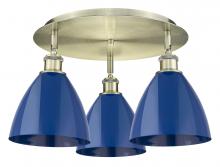 Innovations Lighting 516-3C-AB-MBD-75-BL - Plymouth - 3 Light - 19 inch - Antique Brass - Flush Mount