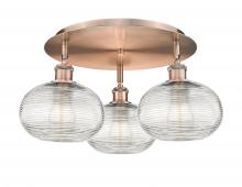 Innovations Lighting 516-3C-AC-G555-8CL - Ithaca - 3 Light - 20 inch - Antique Copper - Flush Mount