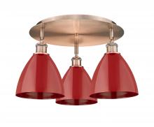 Innovations Lighting 516-3C-AC-MBD-75-RD - Plymouth - 3 Light - 19 inch - Antique Copper - Flush Mount