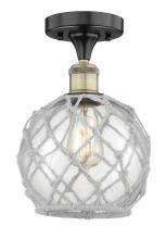 Innovations Lighting 616-1F-BAB-G122-8RW - Farmhouse Rope - 1 Light - 8 inch - Black Antique Brass - Semi-Flush Mount