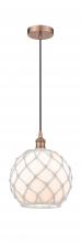 Innovations Lighting 616-1P-AC-G121-10RW - Farmhouse Rope - 1 Light - 10 inch - Antique Copper - Cord hung - Mini Pendant