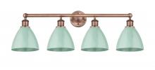 Innovations Lighting 616-4W-AC-MBD-75-SF - Plymouth - 4 Light - 35 inch - Antique Copper - Bath Vanity Light