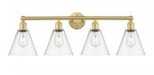 Innovations Lighting 616-4W-SG-GBC-82 - Berkshire - 4 Light - 35 inch - Satin Gold - Bath Vanity Light