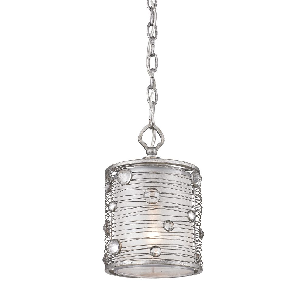 Joia Mini Pendant in Peruvian Silver with Sterling Mist Shade