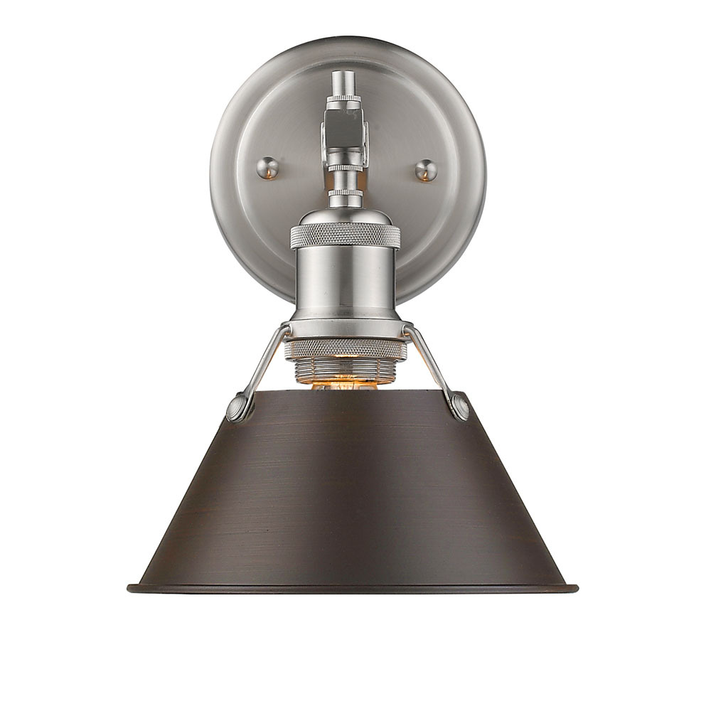 Orwell 1-Light Bath Vanity in Pewter with Rubbed Bronze