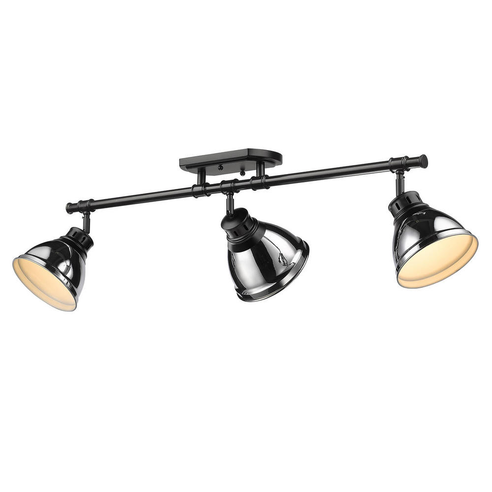 Duncan 3-Light Semi-Flush - Track Light in Matte Black with Chrome