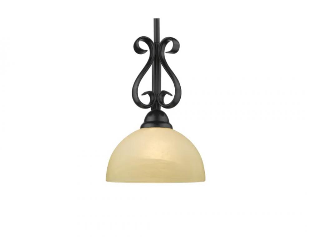 Riverton Mini Pendant in Peppercorn with Linen Swirl Glass