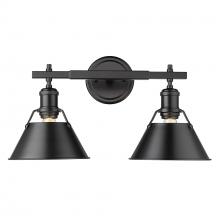 Golden 3306-BA2 BLK-BLK - Orwell 2-Light Vanity Light in Matte Black