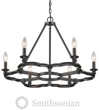 Golden 5926-6 ABZ - Smithsonian Saxon 6 Light Chandelier in Aged Bronze