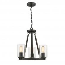 Golden 7041-3 BLK-CLR - 3 Light Chandelier (Convertible)