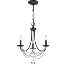 Golden 7644-M3 BLK - Mirabella Collection 3-Light Mini Chandelier in Black