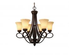 Golden 8106-6 CDB - Torbellino 6 Light Chandelier in Cordoban Bronze with Remolino Glass