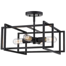Golden 6070-SF BLK-BLK - Golden Lighting Tribeca 4-light Semi-Flush Mount in Matte Black