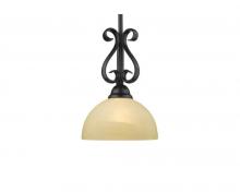 Golden 1567-M1L PC - Riverton Mini Pendant in Peppercorn with Linen Swirl Glass