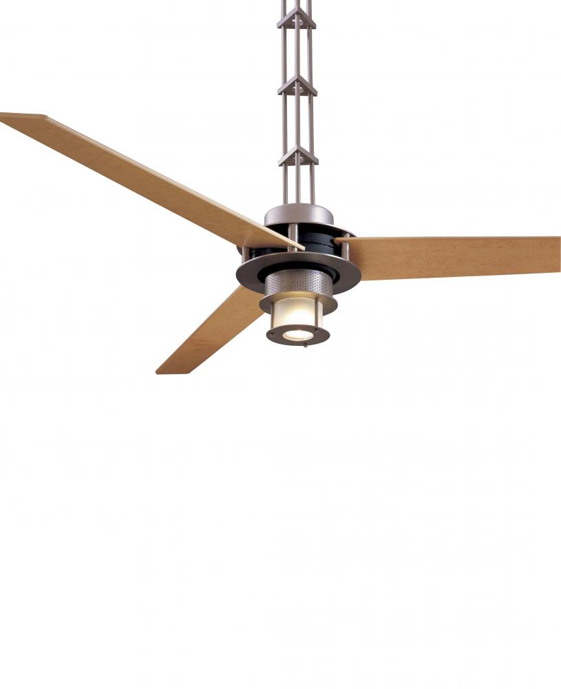 One Light Brushed Steel And Chrome Ceiling Fan