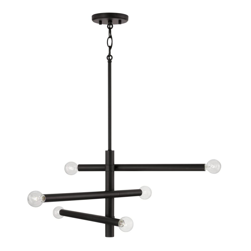 6-Light Modern Sputnik Chandelier in Matte Black