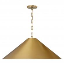 Capital 356712AD - 1-Light Metal Cone Pendant in Aged Brass with Painted Brass Interior and Rectangular Designer Chain