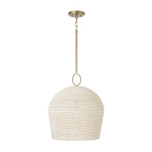 Capital 358813AD - 16.75" W x 19.25" H 1LT Handcrafted Tapered Cloche Pendant w/ Tiny Beads Painted Ivory in Ag