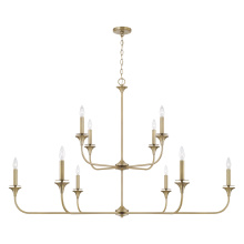 Capital 448901AD - 56" W x 35" H 10-Light Two-Tier Chandelier in Aged Brass with Flared Candlesticks