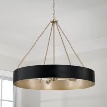 Capital 453041RK - 4-Light Modern Circular Metal Chandelier in Matte Black with Painted Matte Brass Interior