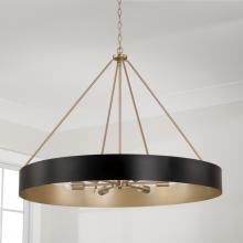 Capital 453061RK - 6-Light Modern Circular Metal Chandelier in Matte Black with Painted Matte Brass Interior