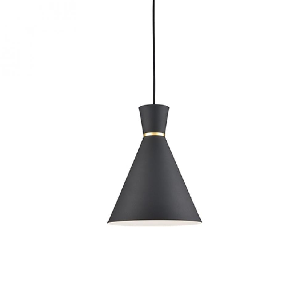 Vanderbilt 10-in Black With Gold Detail 1 Light Pendant