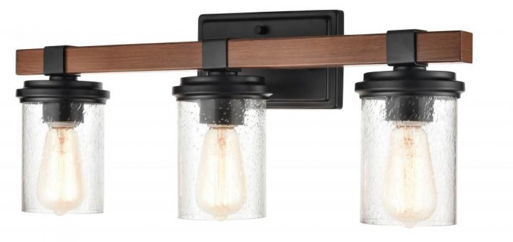 Taos 3-Light Vanity Matte Black/Wood Grain