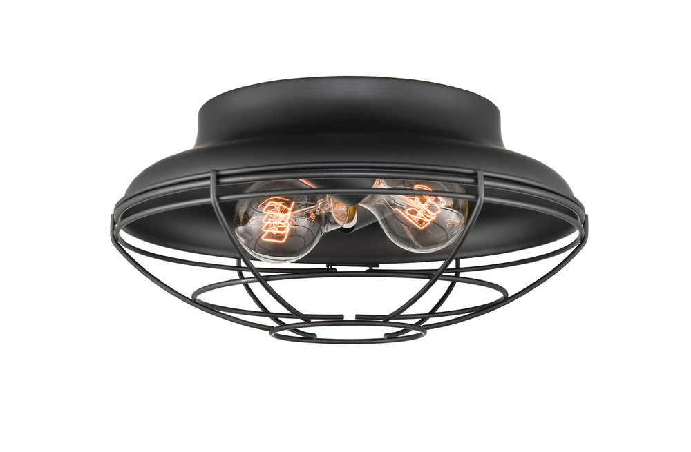 2-Light Outdoor Flush Mount Matte Black