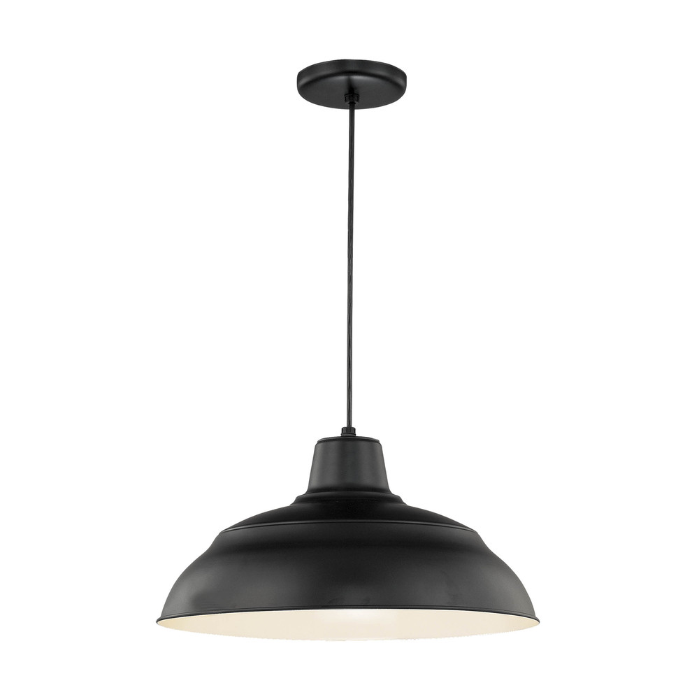 R Series 1-Light Cord Hung Warehouse Satin Black